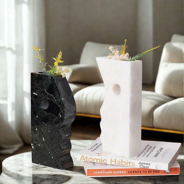 Yin-Yang Marble Onyx Vase Set