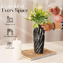 White & Black Marble Twisted Vase