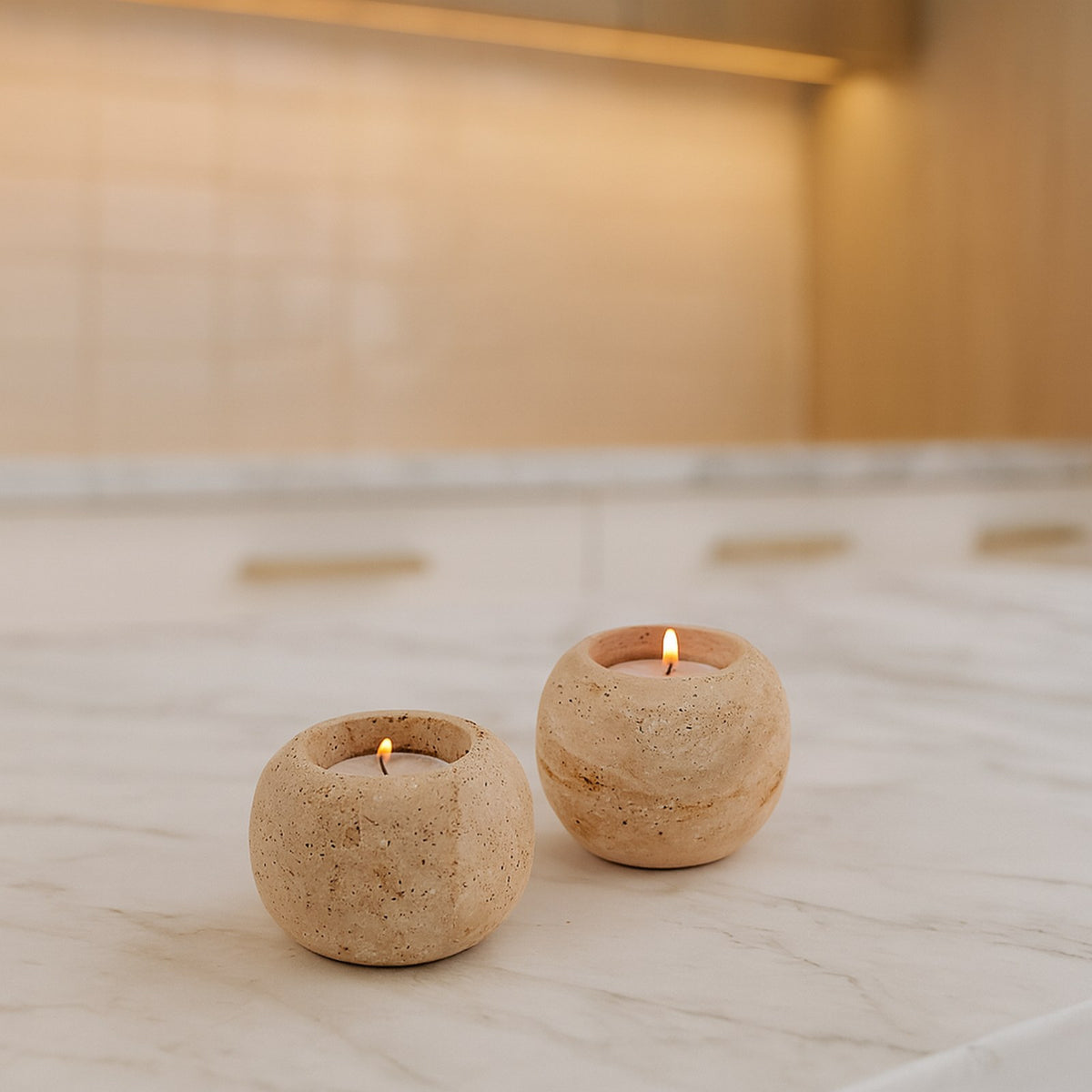 Tealight Candle Holder handmade marble decor - Tealight Candle Holder lifestyle
