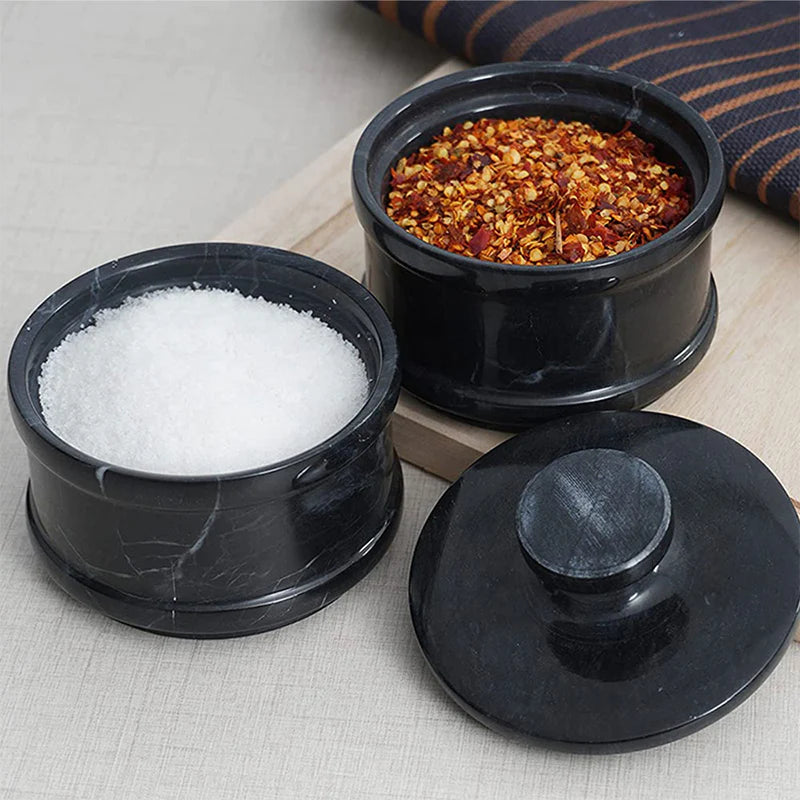 Handmade Marble Salt Cellar With Lid