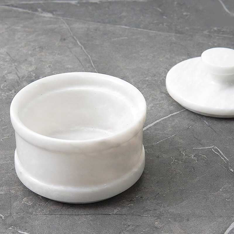 Handmade Marble Salt Cellar With Lid