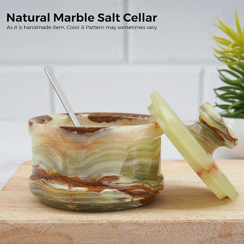 Handmade Marble Salt Cellar With Lid