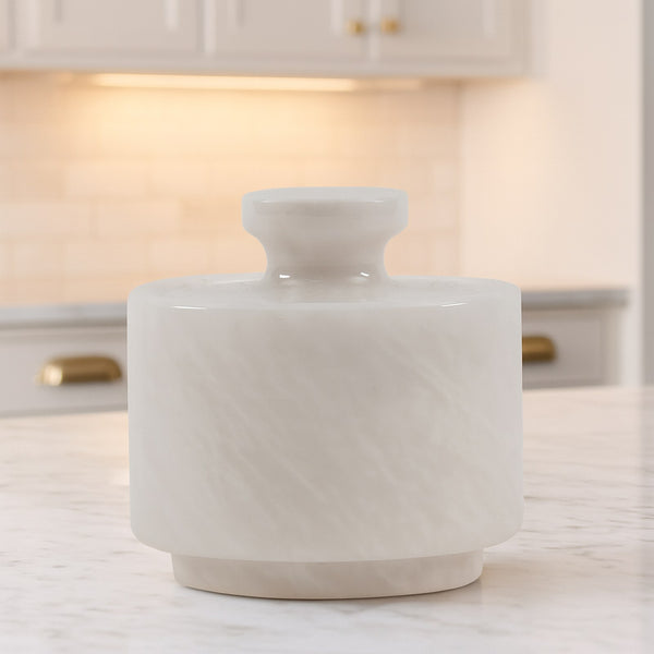 Handmade Marble Salt Cellar With Lid