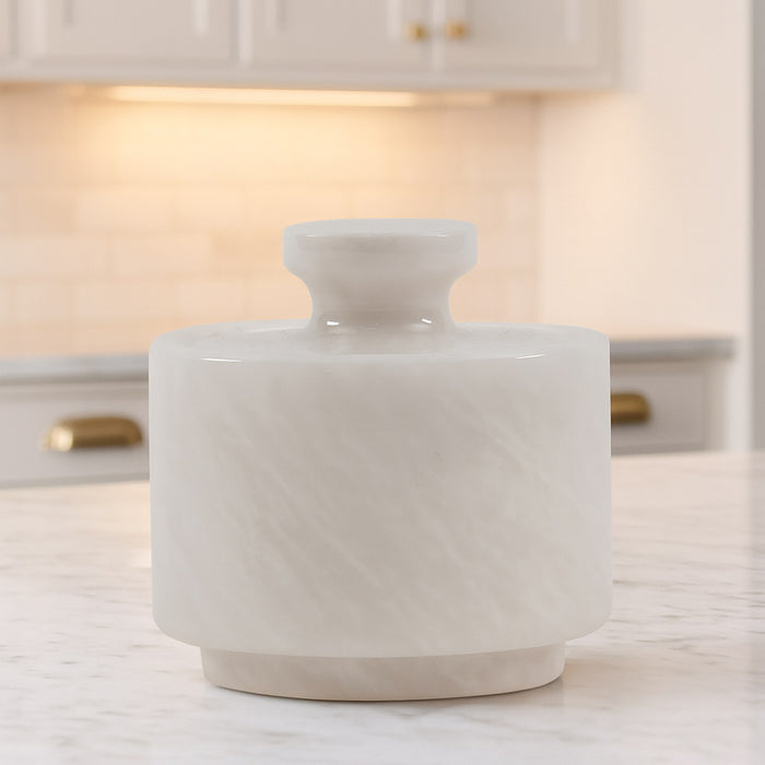 Handmade Marble Salt Cellar With Lid